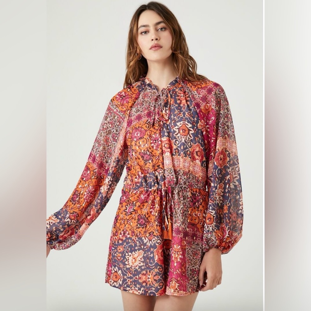Floral Abstract Print Romper